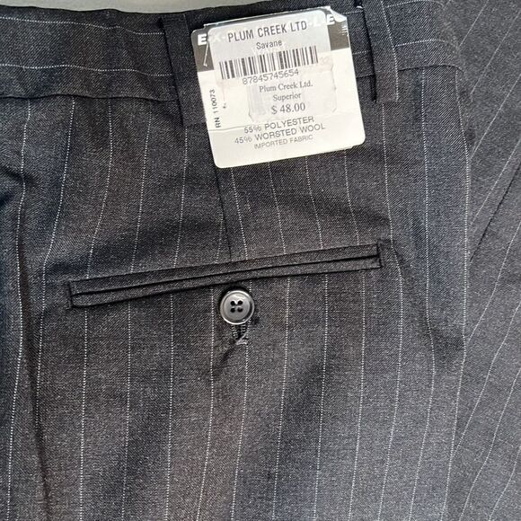 Wall Street Wool Blend dark gray pinstripe Dress Pants 33/38 NWT - Picture 2 of 8
